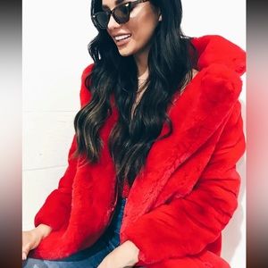 RED PLUSH LONG COAT